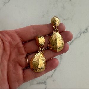 Chunky Hammered Gold Drop Earrings